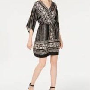 ♥ 2x$25 -Style & Co Black Floral 3/4 Sleeve V Neck